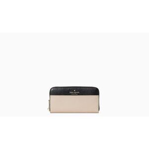 🆕KATE SPADE Staci Large Continental Zip Around Wallet Clutch Beige Black